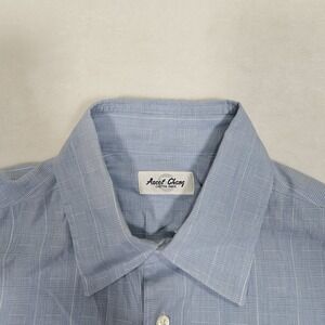 Ascot Chang Men's Shirt‎ Size (L) Blue White Custom Made in Hong Kong Vtg